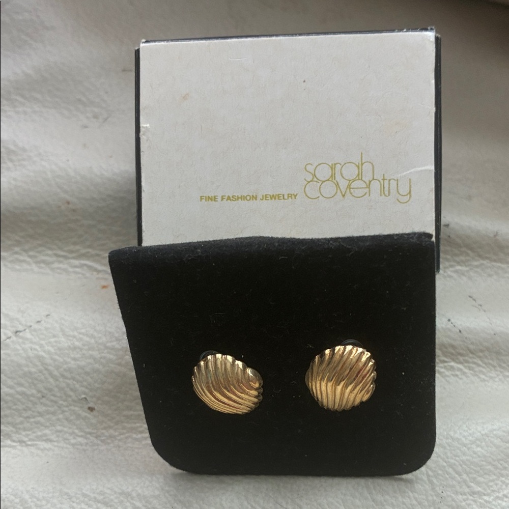 Sarah Coventry Gold-Toned Shell Earrings